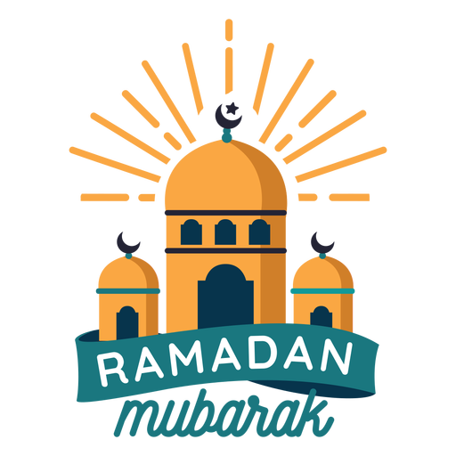Etiqueta engomada de la insignia de la media luna creciente de la mezquita de Ramad?n Mubarak Diseño PNG