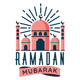 Ramadan mubarak mosque crescent star half moon badge sticker PNG Design