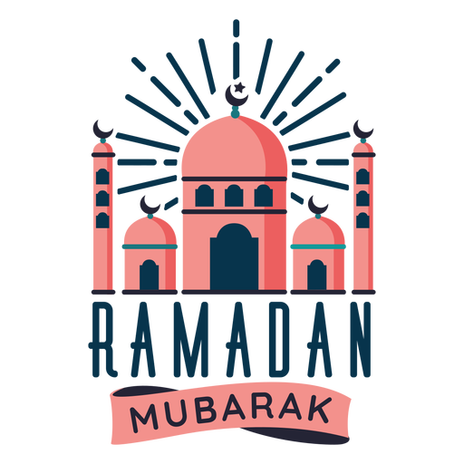 Ramadan mubarak mosque crescent star half moon badge sticker PNG Design