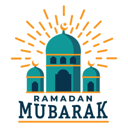 Insignia de la etiqueta engomada de la media luna de la mezquita de ramadán mubarak Diseño PNG