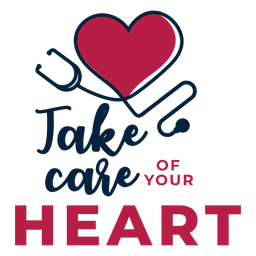 Cuide su etiqueta engomada de la insignia del fonendoscopio del corazón del corazón Diseño PNG