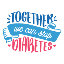 Juntos podemos detener la pegatina de la insignia del corazón de la cinta de la diabetes Diseño PNG