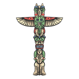 Totem Statue Idol Säule farbige Skizze PNG-Design