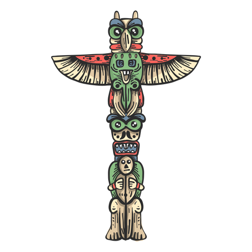 Totem statue idol pillar colored sketch PNG Design