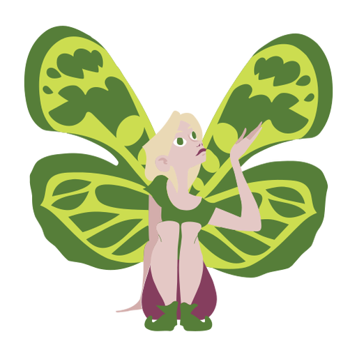 Wing sitting fairy flat PNG Design