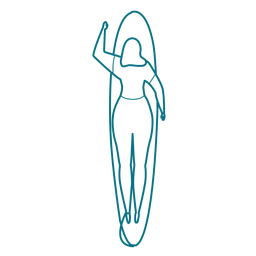 Mulher nadando prancha de surf Desenho PNG