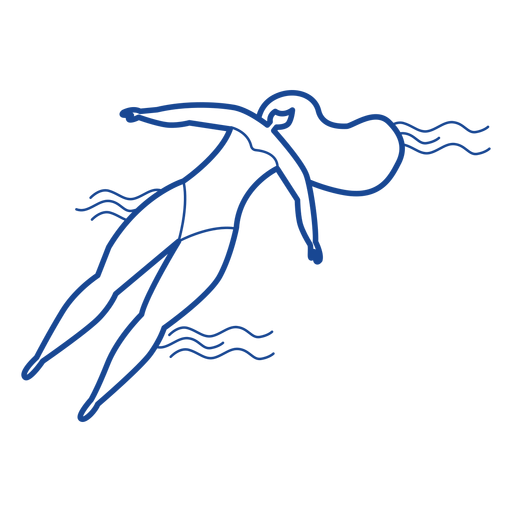 Woman swimming wave stroke PNG Design