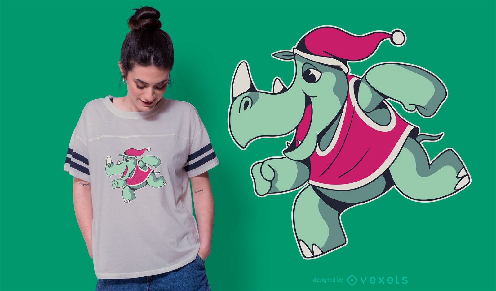 Diseño de camiseta navideña de rinoceronte
