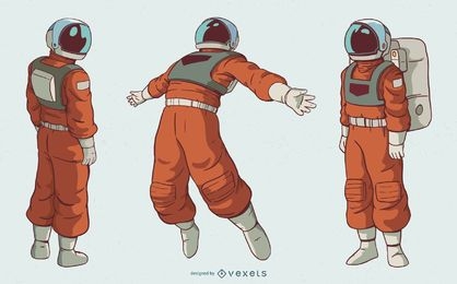 Conjunto de caracteres de hombre astronauta