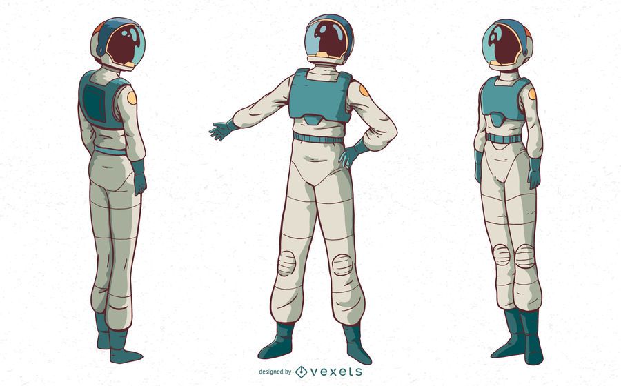 Astronaut woman character set Astronaut woman character set