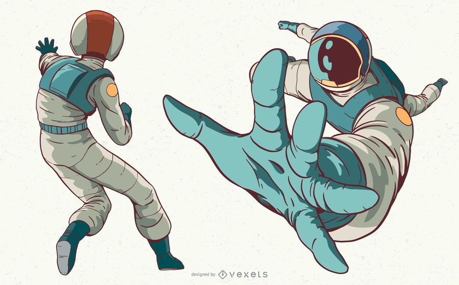 Astronaut woman character illustration set Astronaut woman character illustration set