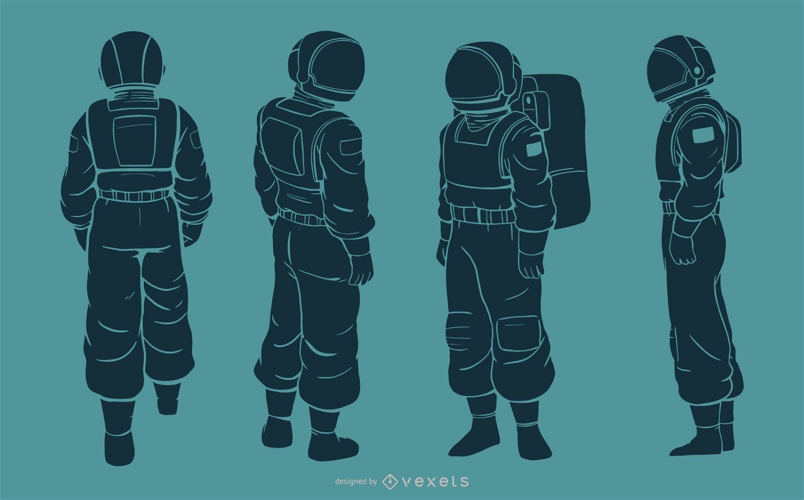 Conjunto de caracteres da silhueta do homem astronauta