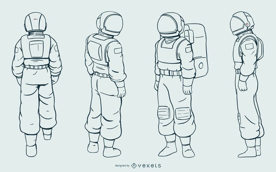 Astronaut man hand drawn set Astronaut man hand drawn set