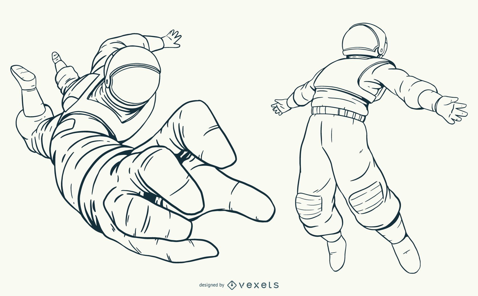 Hand drawn astronaut character set