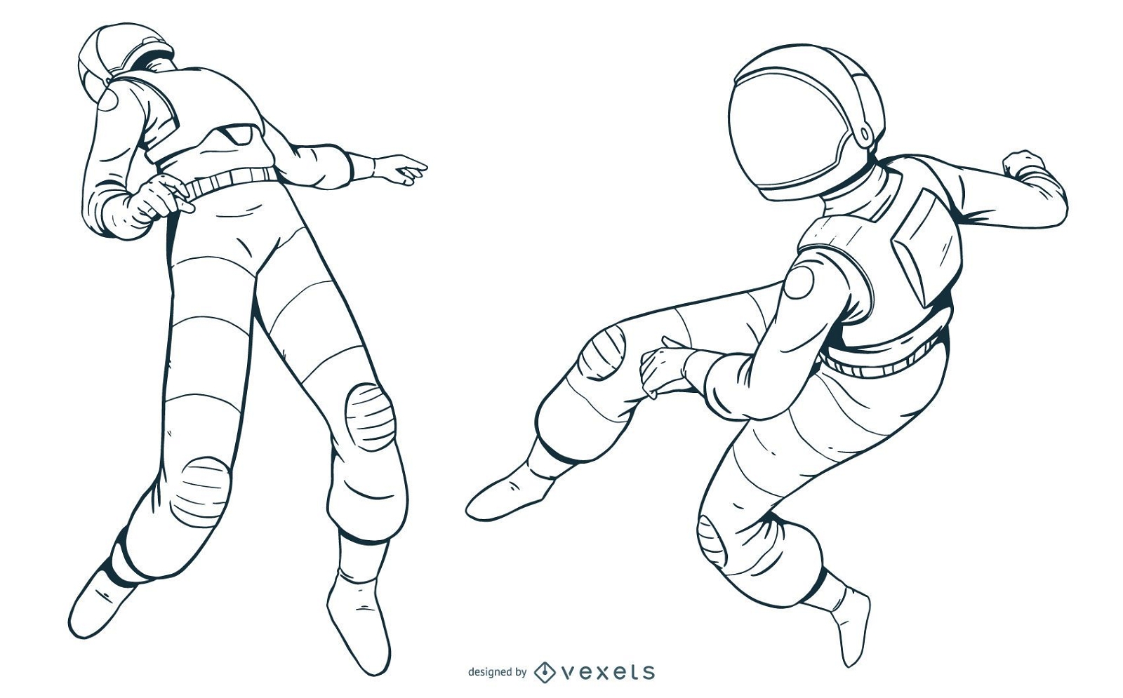Hand gezeichneter Astronautensatz