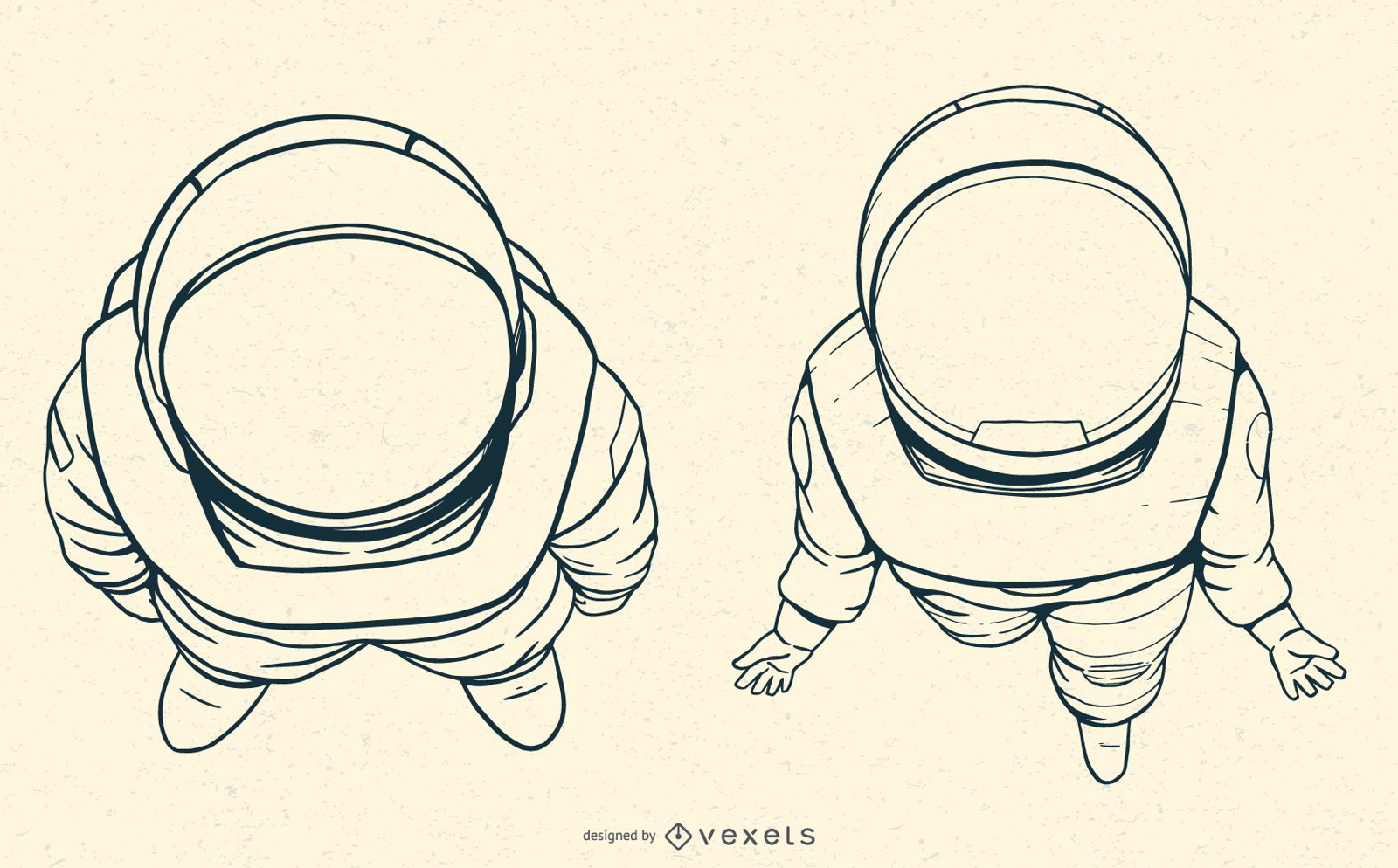 Astronaut hand drawn illustration set