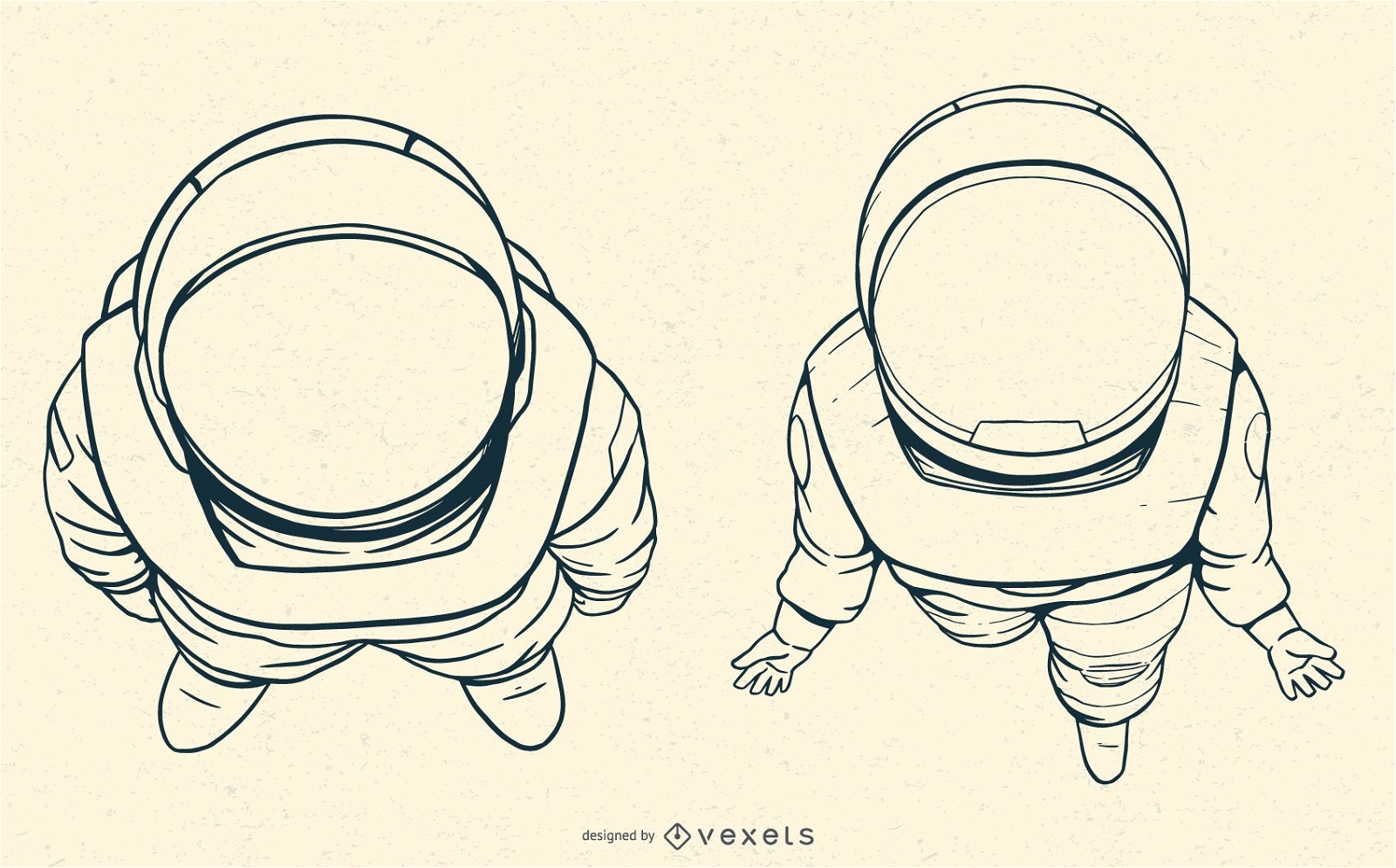 Handgezeichneter Illustrationssatz des Astronauten
