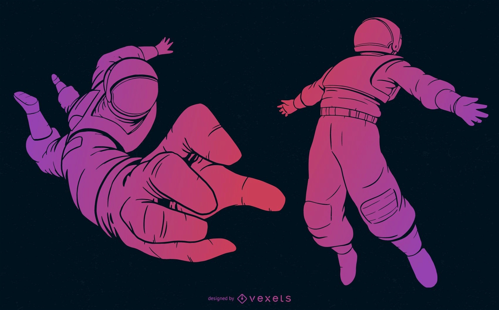 Conjunto de gradiente púrpura astronauta