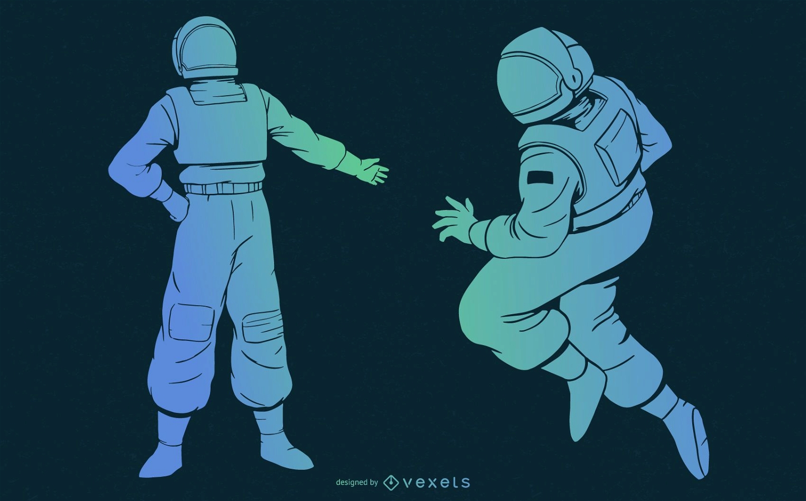 Conjunto astronauta gradiente azul