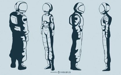 Conjunto de vetores de personagens de astronautas