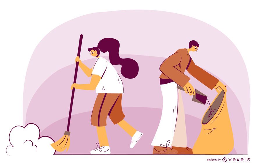 Characters cleaning illustration Characters cleaning illustration