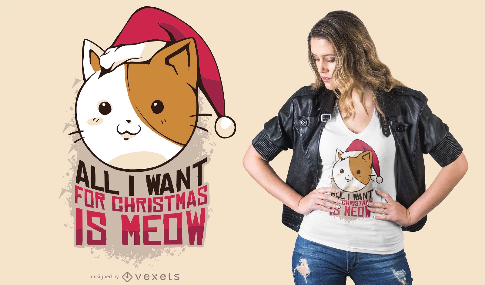Design de t-shirt de natal para Miau