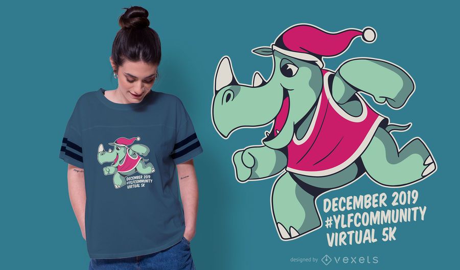 Design de t-shirt de rinoceronte de Natal Design de t-shirt de rinoceronte de Natal