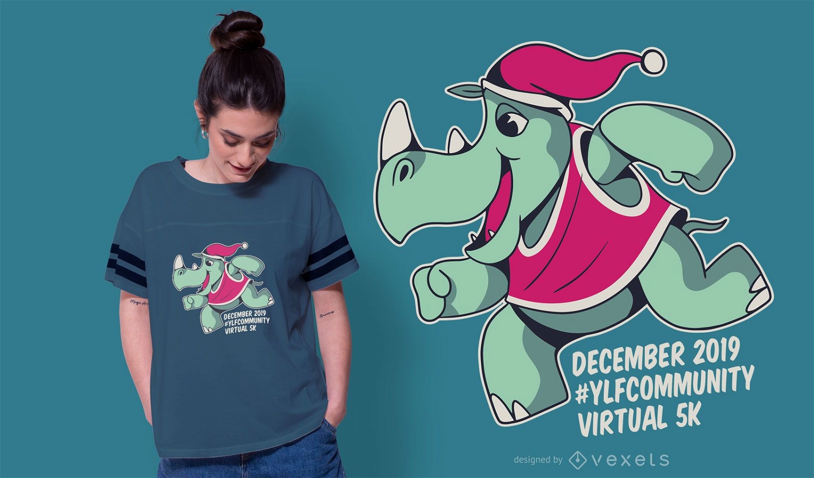 Design de t-shirt de rinoceronte de Natal