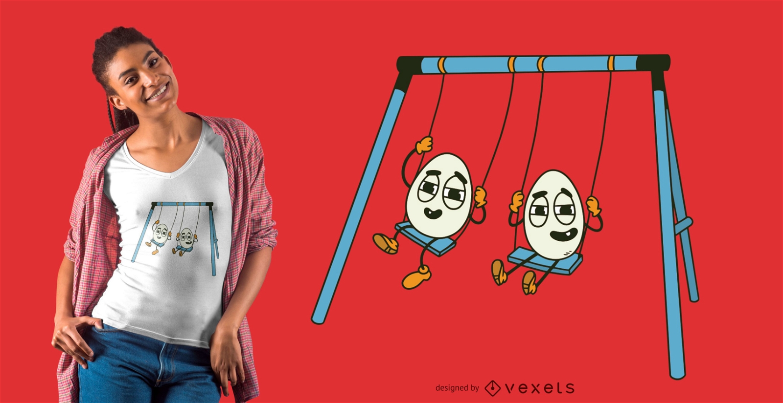Eggs on swing t-shirt design
