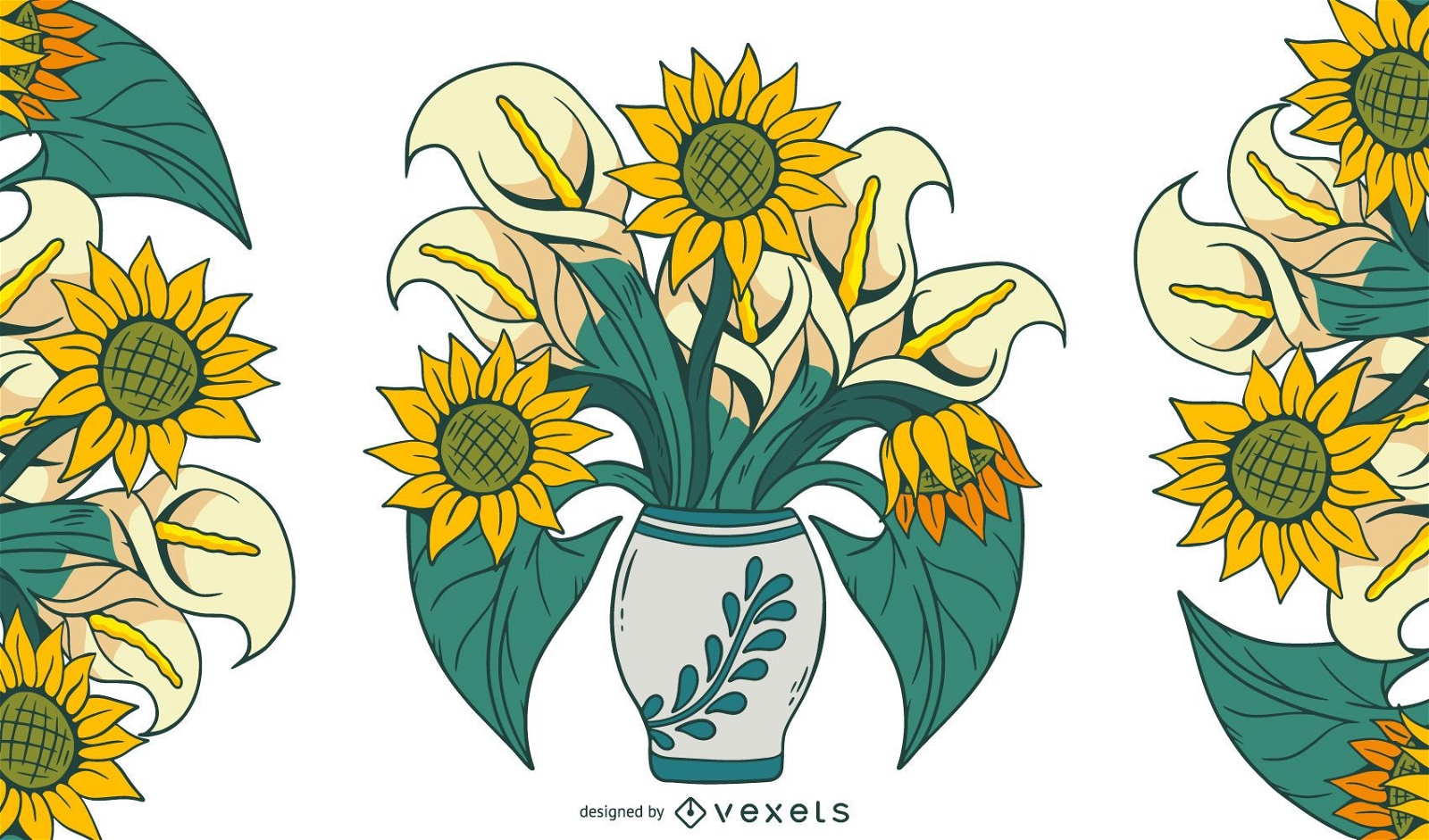 Sunflower arrangement illustration