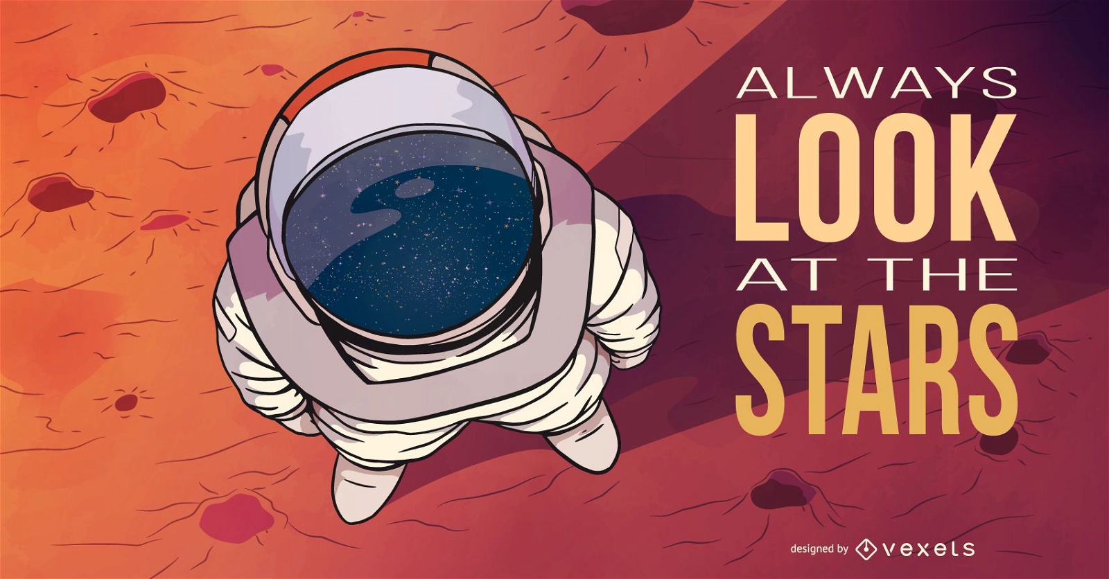 Astronaut stars illustration