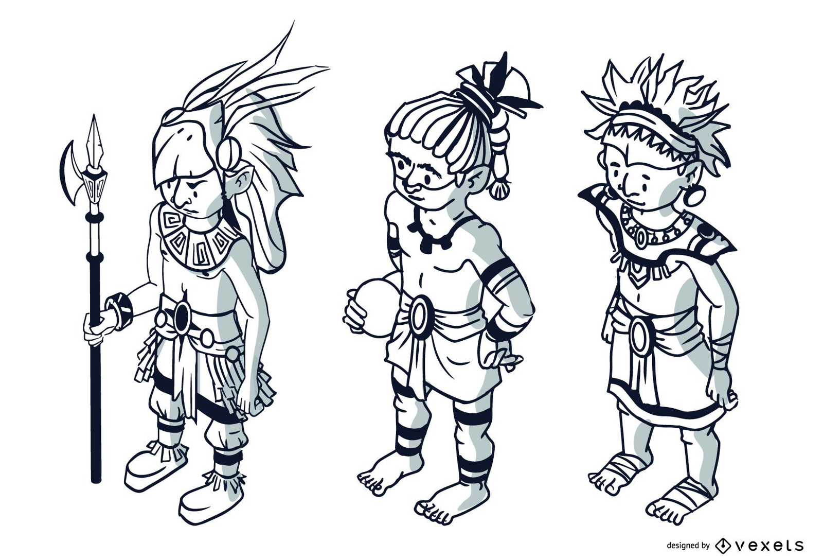 Aztec characters stroke set