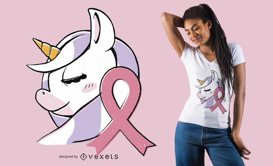 Diseño de camiseta de cáncer de mama unicornio Diseño de camiseta de cáncer de mama unicornio