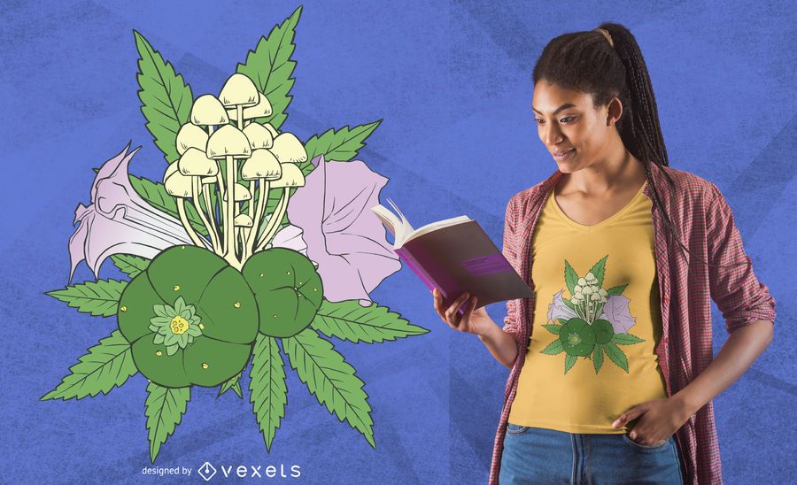 Diseño de camiseta de plantas psicoactivas Diseño de camiseta de plantas psicoactivas