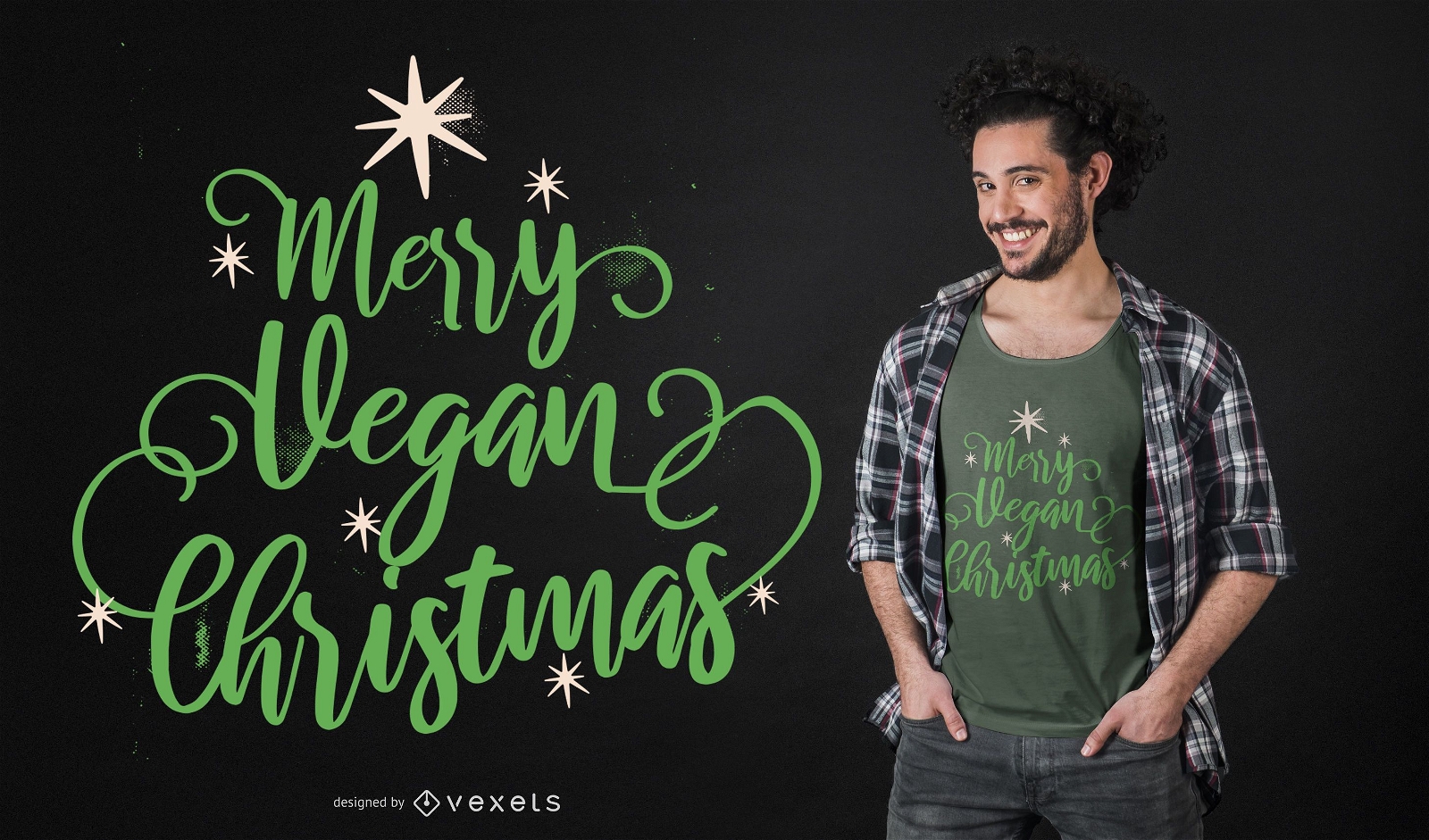 Merry vegan christmas t-shirt design