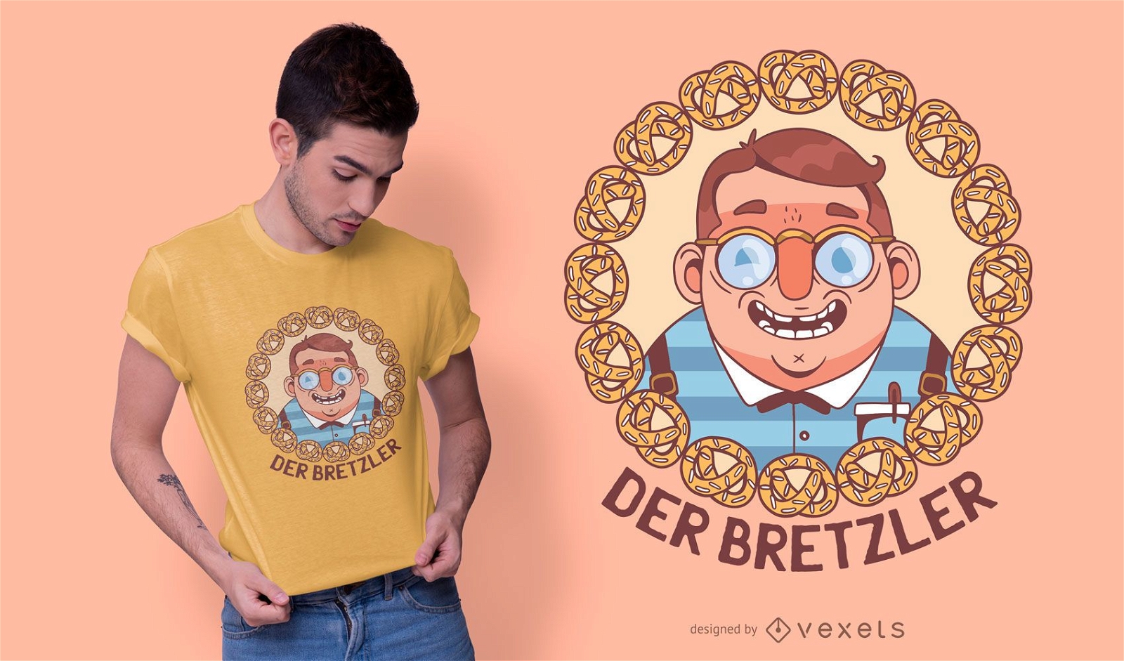 Dise?o de camiseta alemana pretzels nerd