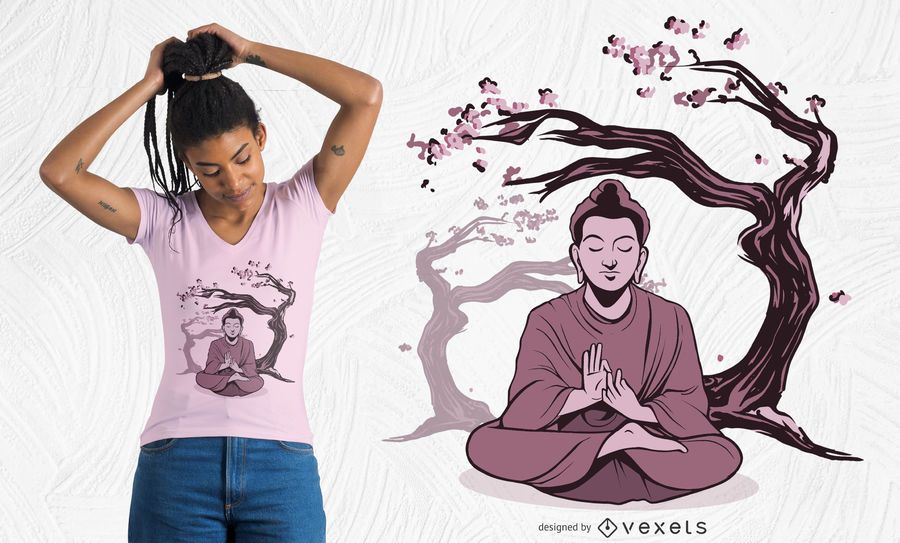 Buddha sakura t-shirt design Buddha sakura t-shirt design