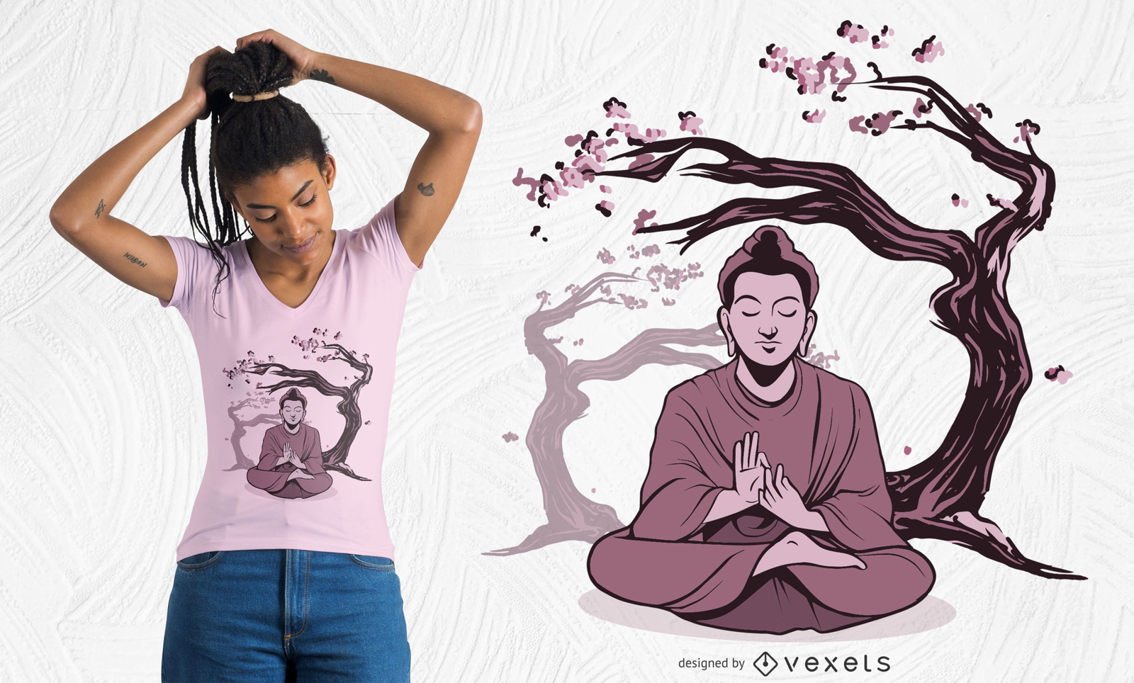 Buddha Sakura T-Shirt Design
