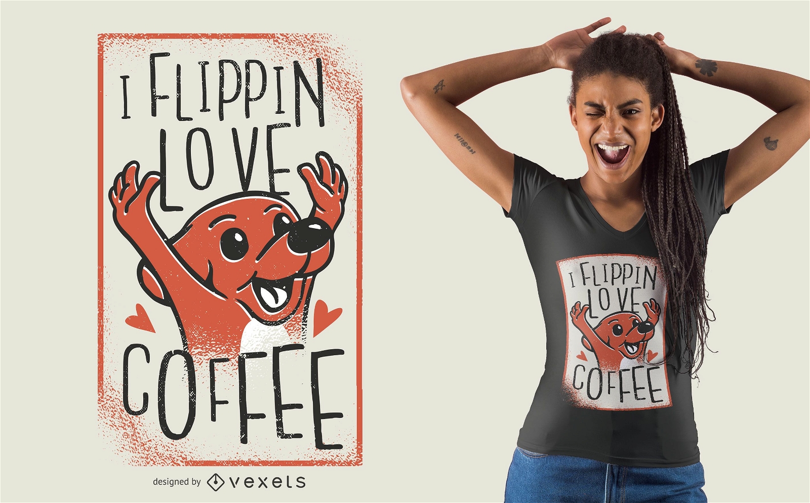 Kaffeerotes Hundet-shirt Design
