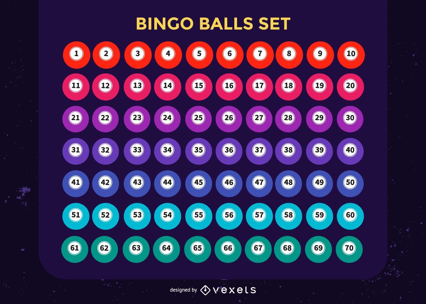 Conjunto de bolas de bingo coloridas