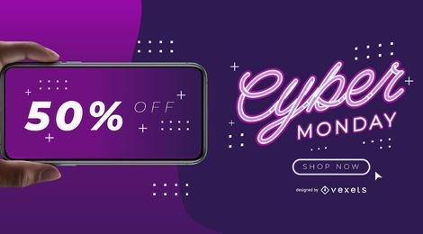Cyber monday phone banner template