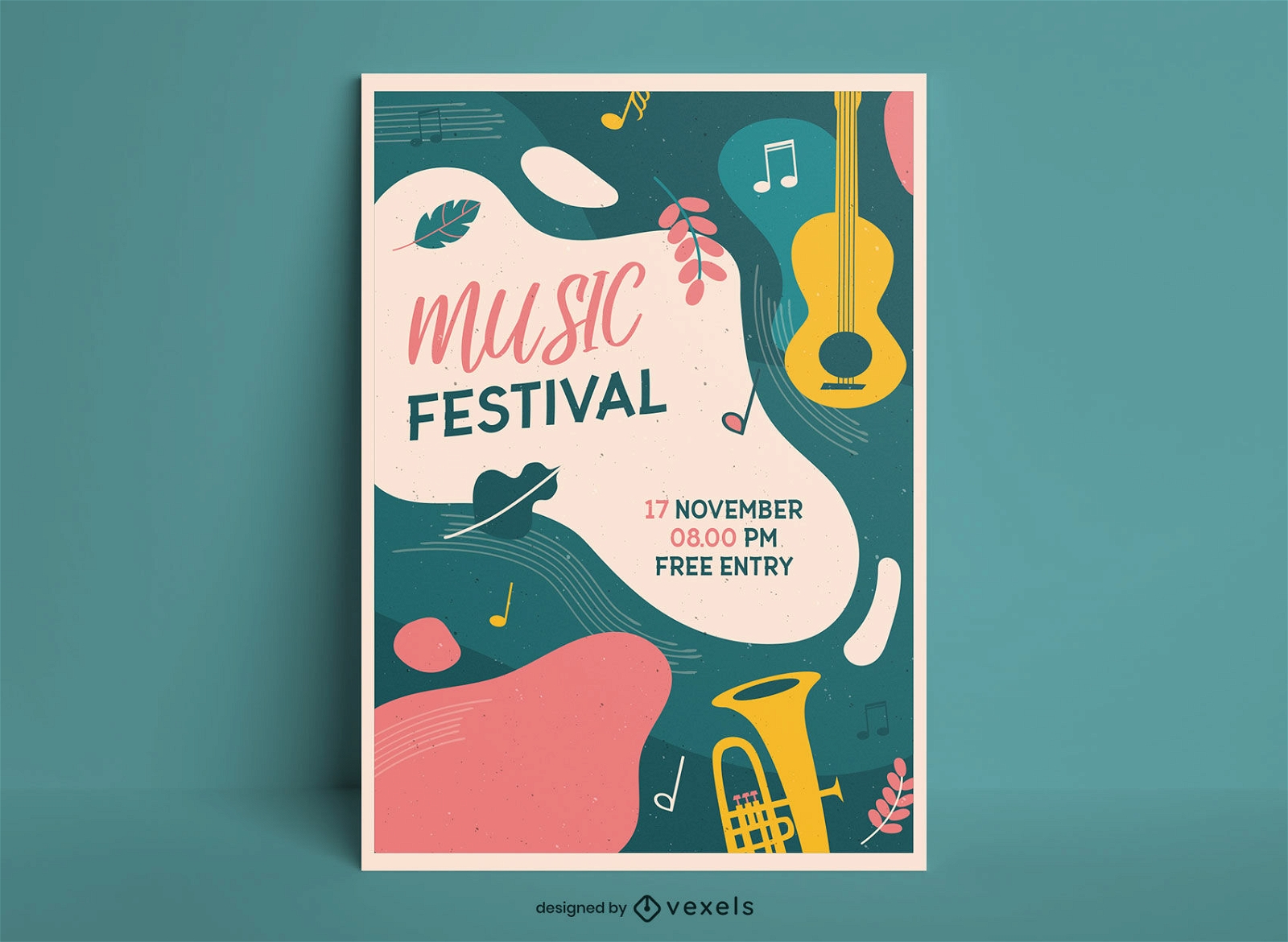 Bunte Plakatvorlage des Musikfestivals