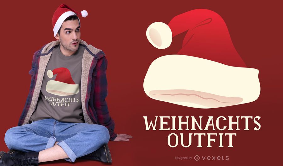 Santa Hat German Quote T-shirt Design Santa Hat German Quote T-shirt Design