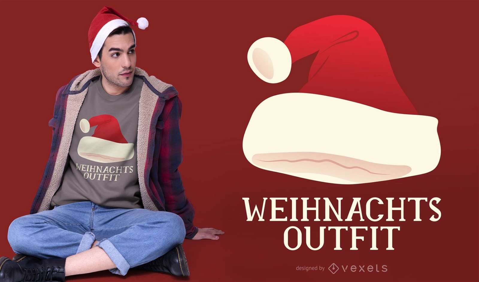 Santa Hat German Quote T-shirt Design