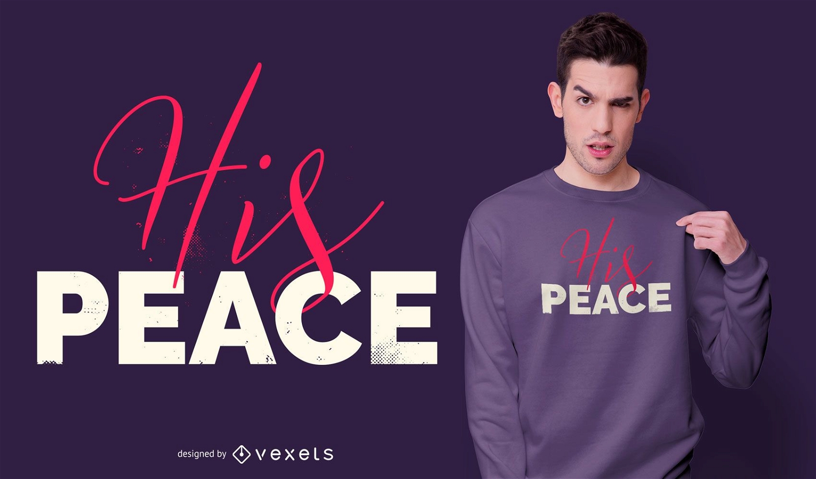 Design de camiseta com a frase de paz dele