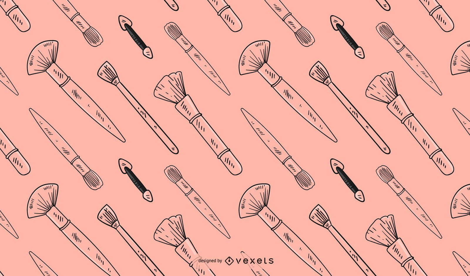 Hand drawn makeup brushes pattern