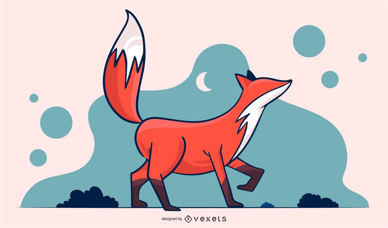 Diseño de ilustración simple de Fox