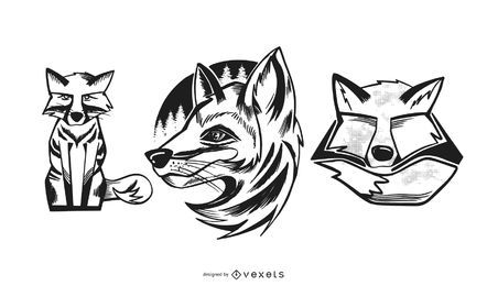 Conjunto de design de ilustrações da Fox