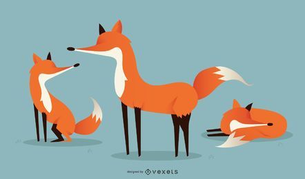 Conjunto de ilustração de raposa simples