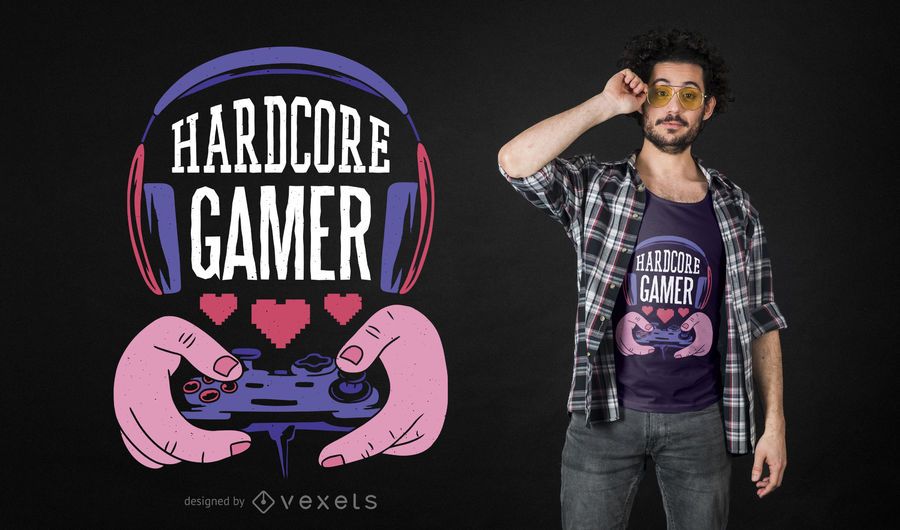 Hardcore gamer t-shirt design Hardcore gamer t-shirt design